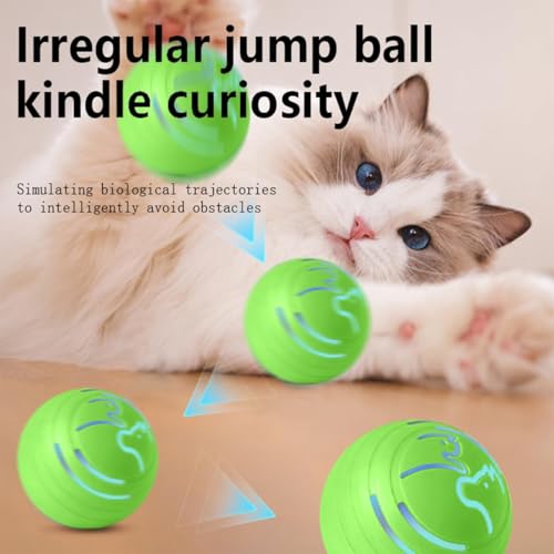 Smart Jumping Ball Dog Toy, Automatic Moving Pet Ball, Suitable for Toy Balls for Small Dogs and Cats (Green) - color: Green