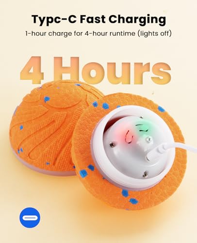 Xeuch Smart Interactive Dog Toy Balls, Automatic Moving Ball for Puppy, Medium and Large Dogs, ETPU Material, Motion Activated Rolling & Rotating Bouncy Toy for Dog Enrichment & Stimulation - color: Orange