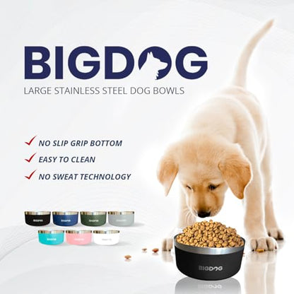 BIGDOG Stainless Steel Dog Bowl, 100 Ounces, Spill Proof, Large Dogs, Light Blue - color: Light Blue, size: 100oz