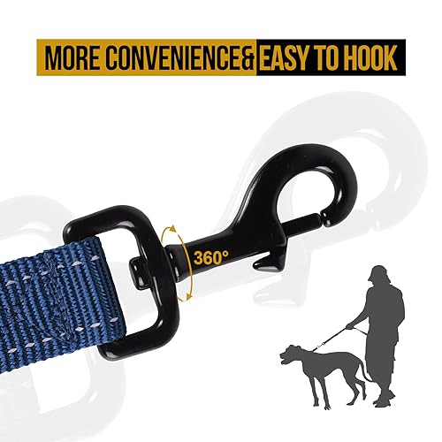 OneTigris Handled No-Pull Dog Walking Leash Long Traffic Leads for Medium to Large Dogs (Blue, 6FT) - color: Blue, size: 6FT