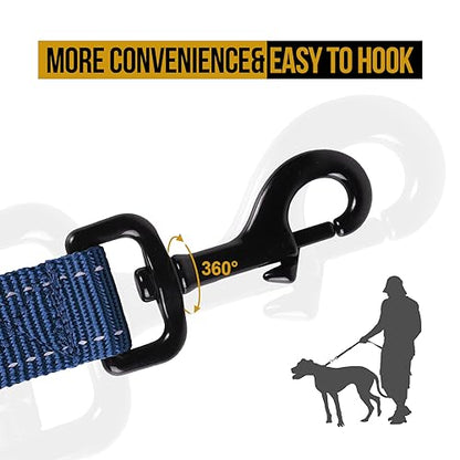 OneTigris Handled No-Pull Dog Walking Leash Long Traffic Leads for Medium to Large Dogs (Blue, 6FT) - color: Blue, size: 6FT