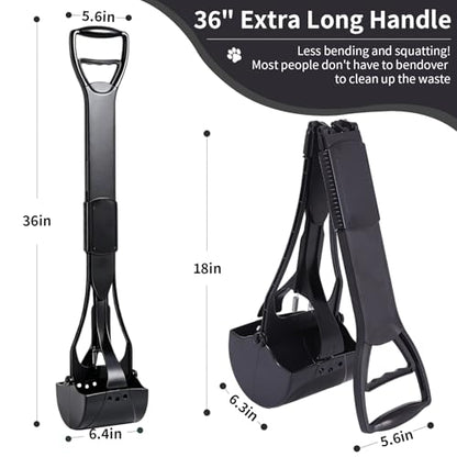 ienjoyed 36“ Large Dog Pooper Scooper for Large Dogs Heavy Duty, Non-Breakable Dog Poop Scooper with Wide Handle for Grass, Gravel, Durable Dog Poop Pick Up Tool, Long Handled Poop Grabber (Black) - color: 36-inch(Black)
