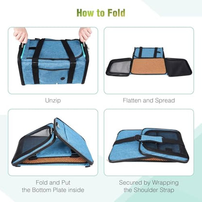 YUDODO 2 Packs 25 lbs Lightproof Soft Sided Pet Carrier for Large Cat & Small Dog Airline Approved Travel Bag Puppy Carriers with Side Pockets & Reflective Mesh, Foldable Portable Lake Blue+Grey Green - color: Lake blue*1+Grey green*1