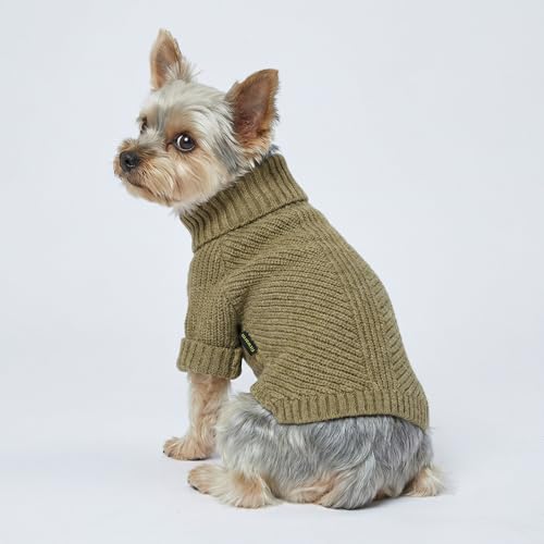 Fitwarm Thermal Knitted Dog Sweater Doggy Winter Coat Pet Clothes Doggie Turtleneck Jacket Puppy Outfits Cat Sweatsuit Sage Green Small - color: Sage Green, size: Small