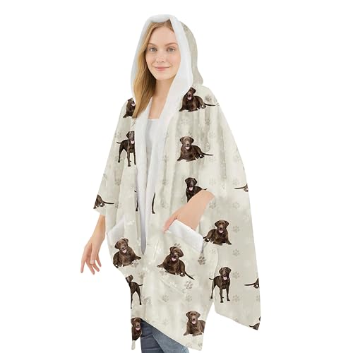 E&S Pets Sherpa Wearable Blanket Hoodie for Women – Soft Fleece Snuggs Wrap – 32 Dog & Cat Breeds – Warm Pet Lover Gifts - color: Labrador Chocolate