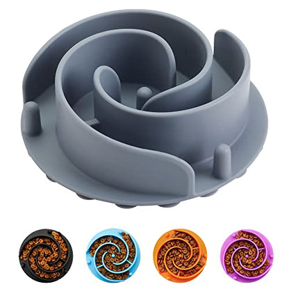 Slow Feeder Dog Bowls Insert, Animire Soft Silicone Slow Eating Dog Food Bowl for Small, Medium and Large Dogs, Compatible with Regular and Elevated Bowls - color: Grey, size: L