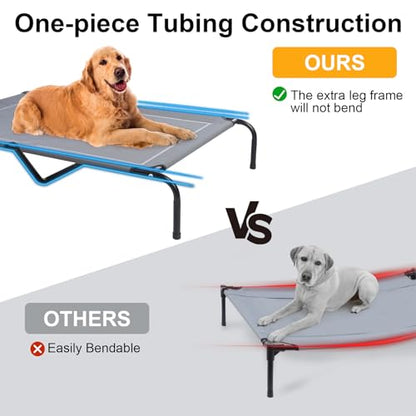 48'' Cooling Elevated Dog Bed with Pillow,Outdoor Indoor Raised Dogs Bed with Six Support Feet,Breathable Dog Cot Beds Teslin Medium Large Size Dogs,Dog Hammock Bed,Outside Pet Bed with 4 Ice Pack(L) - size: Large(48.0"L x 31.5"W x 8.0"Th)
