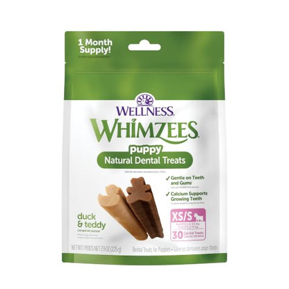 Wellness WHIMZEES Puppy Natural Dog Dental Treat, Chews, Freshens Breath, Extra-Small/Small Size, 7.9 oz Bag, 30 Count - size: 7.9 Ounce (Pack of 1)