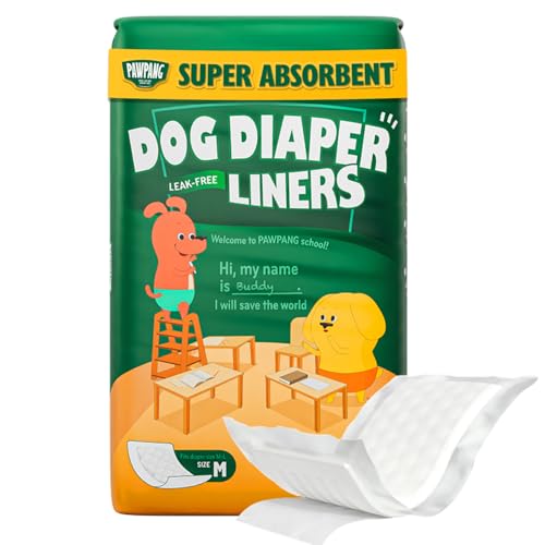 PAWPANG Dog Diaper Liners, Booster Pads for Male & Female Dogs, 100ct, M | Helps Reduce Laundry - color: Standard Pack, size: Medium (100 Pads)