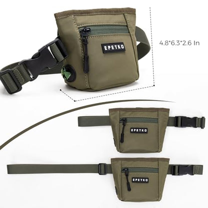 Dog Treat Pouch, Powerful Magnet Closure Device Dog Training Treat Bag Large Capacity Pet Treat Pouch with Poop Bag Dispenser Treat Bag for Dog Training with Metal Waistband Clip (Green) - color: Green