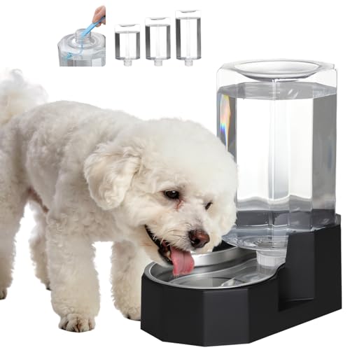 Sfozstra 7L Gravity Dog Water Dispenser - All-Day Water | Fewer Refills, No Mess & Dry Floors, No Electricity Needed, for Medium Dogs & Multi-Pet Homes, for Workday or Pet Station - color: Black, size: 7L Without Filter