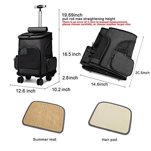 Wheeled Pet Carrier Backpack Pet Stroller, Travel Carrier, Car Seat for Small Dogs Cats Puppies, Comfort Cat Backpack Removable Rolling Wheels – Mesh Ventilation Windows (Black) - color: Standard Black
