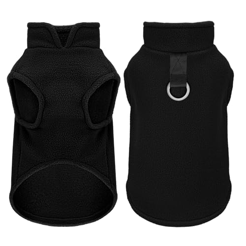 Sleeveless Pullover Fleece Vest for Small Dogs: Cozy Polyester Dog Jacket, Tank Top Sweater with Leash Ring and Armholes, Crisp, Warm, and Easy-to-Wear Design for Everyday Comfort Black S - color: Black, size: S-(5~7lb) | Chest(~15.7")