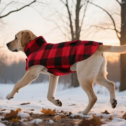 ASENKU Dog Winter Coat, Fleece Doggie Jacket Plaid Reversible Vest Waterproof Windproof Cold Weather Clothes for Small Medium Large Dogs(Red, M) - color: Red, size: Medium