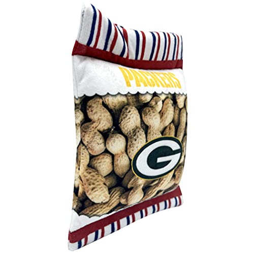NFL Green Bay Packers Crinkle FINE Plush Dog & CAT Squeak Toy - Cutest Stadium Peanuts Snack Plush Toy for Dogs & Cats with Inner Squeaker & Beautiful Baseball Team Name/Logo - color: Green Bay Packers, style: STADIUM PEANUTS SNACK