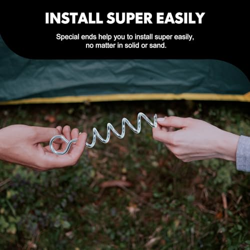 Luxshiny Spiral Shaped Dog Stake and Portable Tent Ground Anchor, Wear-Resistant Steel Pet Tie-Out Stake with Strap, Heavy Duty Camping and Outdoor Ground Peg for Securing Tents and Pets