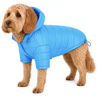 Pet Life ® Sporty Avalanche Lightweight Adjustable Folding Fall and Winter Dog Coat Jacket with Concealed Zippered Pop-Out Hood - color: Blue, size: X-Large
