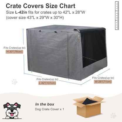 HiCaptain Breathable Dog Crate Cover 42 Inch, Durable Heavy Duty Kennel Cover, Dual Zippered Panels, Windproof Waterproof UV-Resistant(Grey) - color: Grey, size: 42.0"L x 28.0"W x 30.0"H