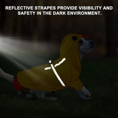 BEAUTYZOO Dog Raincoat Hooded Slicker Poncho, Waterproof Windproof Rain Jacket Hood with Harness Built in, Adjustable Reflective Duck Design Rain Coats for Small Medium Dogs Puppies, Yellow Size M - color: Yellow Duck, size: M(Back 15", Chest 22.5", Neck