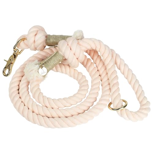 Braided Cotton Rope Dog Leash for Medium & Large Dogs – Enjoy Tangle-Free Walks with Soft Comfortable Grip & Reliable Control – Durable Design for Daily Walks, Training & Special Moments – Light Pink - color: Light Pink