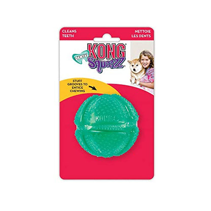 KONG Squeezz Dental Ball - Dog Toy for Cleaning Teeth - Flexible Chew Toy for Gentle & Mild Chewers - for Medium/Large Dogs - style: Ball