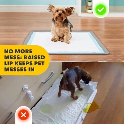 TidyFriend Dog Pee Pad Holder Tray - Fits Up to 24” x 24” Pee Pad Holder for Dogs - Stable Grip, Raised Edges, Quick-Wipe Silicone Surface Dog Pad Holder for Indoor Flooring Protection (Light Grey) - size: 24 x 24 Inches