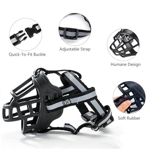 Soft Basket Rubber Dog Muzzle,Dog can Pant and Drink,Breathable Adjustable Muzzle to Prevent Biting and Chewing,Humane Cage Mouth Cover,Perfect for Grooming and Training Aggressive Dog (Black,0#XXS) - size: XXS