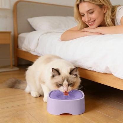 Spill Proof Dog Water Bowl - 37oz Large Capacity No Drip Pet Dish, Safety Foam in the Dog Bowl, No Spill Bowl for Elevated Design Mess Proof is Easy to Clean, is Suitable for All Pets (Purple) - color: Purple