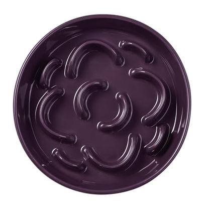 Ceramic Slow Feeder Dog Bowl, 1.8 Cups Anti -Slip Slow Feeding Bowl to Slow Down Eating, 8.2 Inch Dog Food Dish for Medium to Large Breeds, Purple - color: Purple, size: Medium