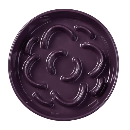 Ceramic Slow Feeder Dog Bowl, 1.8 Cups Anti -Slip Slow Feeding Bowl to Slow Down Eating, 8.2 Inch Dog Food Dish for Medium to Large Breeds, Purple - color: Purple, size: Medium