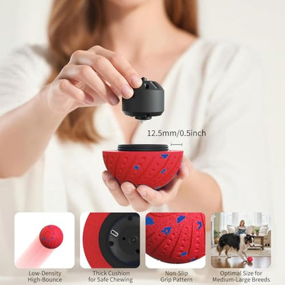 Dog Toys for Small Medium Dog to Keep Them Busy, Interactive Dog Toys, Automatic Moving Bouncy Dog Balls 3-Modes with Lights, Motion Activated Rolling Dog Balls, Mental Stimulation (Red Ballshell) - color: Red Ballshell