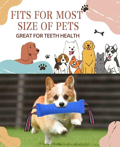 Clysoru Tug Toy for Dogs Tug of War Dog Toy with 2 Strong Red Band Handles Lasting Training Equipment Puppy to Large Dogs Interactive Toy Best for Tug of War Pull Indestructible Rope Toys (Blue) - color: blue