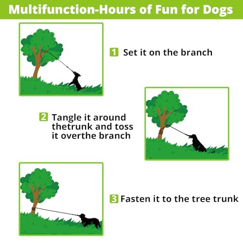 Dog Hanging Bungee Tug Toy: Interactive Tether Tug-of-War for Pitbull Small to Large Dogs to Exercise and Training Equipment - Outdoor Tree Tugger Dog Rope Toy with 2 Chew Rope Toys - Blue - size: X-Large-Blue-for Single Dog