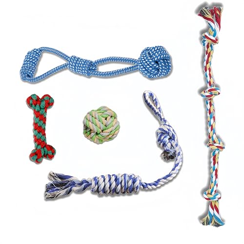 Heavy Duty Rope Toys for Dogs – 5-Pack Indestructible Cotton Dog Toys for Aggressive Chewers, Large & Medium Breed Puppy Dental Rope Tug Toys