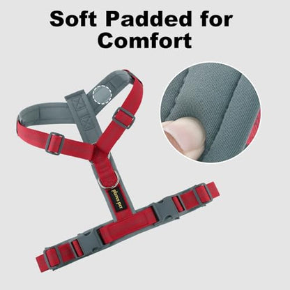 Plutus Pet No Pull Dog Harness, Adjustable Nylon Harness with Soft Padding, Reflective and Heavy Duty Dog Harness for Small, Medium, Large Dogs(Red, M) - color: Red, size: M