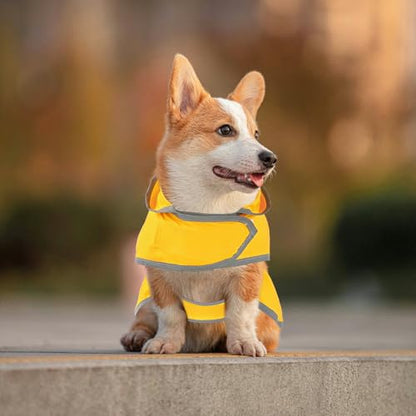 Dog Raincoat for Small Dogs Puppies Waterproof Jacket Hooded Rain Coats with Reflective Strips Leash Hole & Poncho Adjustable Fit (Yellow,XS) - color: B.Yellow, size: X-Small