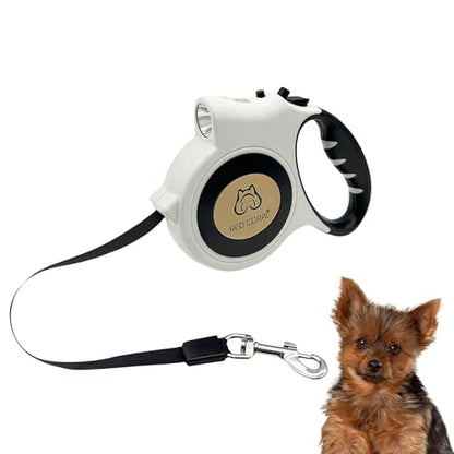 Led Light Retractable Dog Leash for Small to Medium Dogs – Extends Up to 16ft for Night Walks (White) - color: white