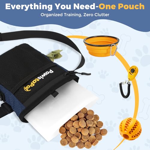 Dog Treat Pouch for Pet Training, One-Hand Magnetic Closure, Hands-Free Treat Bag with Silicone Liner, No Mess No Smell - color: Gray
