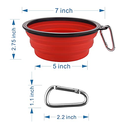 Collapsible Dog Bowls, Large Portable Travel Dog Bowls, 34oz Foldable Dogs Water Food Slow Feeder Bowl, Collapse Feeding Dish for Walking, Traveling, Hiking, Camping (2 Pack) - color: 34ozSlow Feeder-Blue&Red