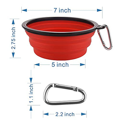 Collapsible Dog Bowls, Large Portable Travel Dog Bowls, 34oz Foldable Dogs Water Food Slow Feeder Bowl, Collapse Feeding Dish for Walking, Traveling, Hiking, Camping (2 Pack) - color: 34ozSlow Feeder-Blue&Red
