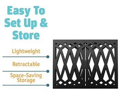 Etna 3-Panel Diamond Design Wood Pet Gate - Decorative Black Tri Fold Dog Fence for Doorways, Stairs - Indoor/Outdoor Pet Barrier - 24-48 Inches Wide x 19 Inches Tall
