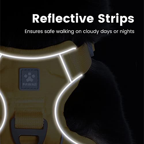Pawaii No Pull Dog Harness with Pet ID Tag,Reflective Strips No Choke Front O Ring Breathable Mesh Adjustable Soft Padded Pet Vest with Easy Control Handle for Large Dogs | Built for safer walks with a QR Pet ID Tag, front no pull clip, reflective trim, c