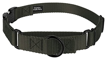 Country Brook Petz - Martingale Dog Collar - Heavy Duty Nylon Adjustable Martingale Dog Collar with Premium Buckle for Small Medium Large Breeds (5/8 Inch, Extra Small, Dark Olive Drab) - color: Dark Olive Drab, size: Extra Small (Pack of 1)