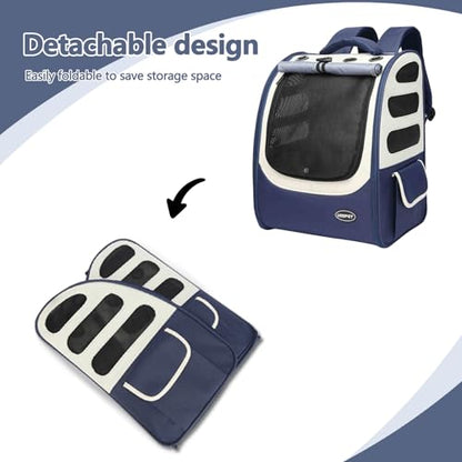 Dog Backpack, Ventilated Pet Hiking Backpack Travel Bag, Airline Approved Cat Backpack for Travel, Hiking, Outdoor Use(Blue) - color: Blue