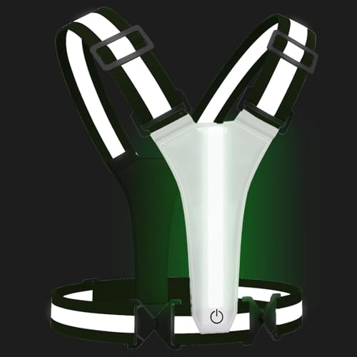 LED Reflective Vest Running Gear, 5 Colors Lights Up Running Vest for Night Walking Cycling Jogging, Adjustable Size for Men Women, Rechargeable and High Visible - color: Black