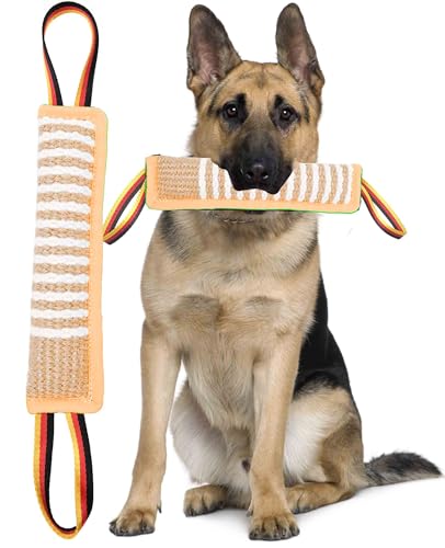 Clysoru Dog Tug Toy Tough Jute Bite Pillow Lasting Training Equipment Puppy to Large Dogs Interactive for Large and Small - color: khaki flag