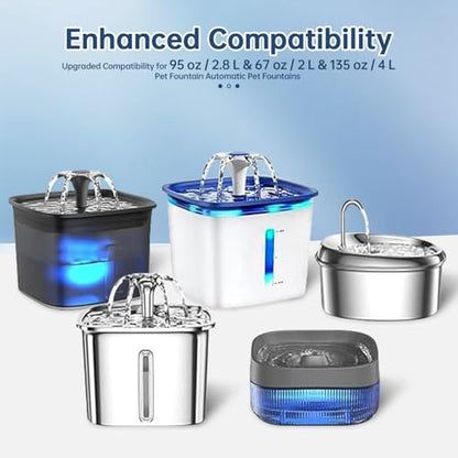 32 Pcs Cat Water Fountain Replacement Filters-16 Pack Cat Fountain Filters with 16 Pack Sponges, Enhanced Compatibility Pet Fountain Filter Fit for 95oz/2.8L 135oz/4L 67oz/2L Pet Drinking Fountain