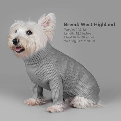 cyeollo Dog Sweaters Turtleneck Knitted Sweater with Long Sleeves Winter Pet Clothes Dog Sweaters for Small Dogs, Grey M - color: Grey, size: Medium