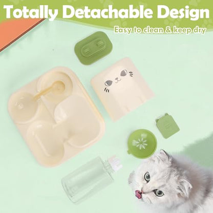 1.6L Auto Gravity Pet Feeder and 0.6L Water Dispenser Set, Automatic Cat Food and Water Dispenser, Gravity Pet Feeder for Small Medium Dog Puppy Cat Kitten (Green) - color: Green