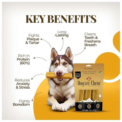 Dogsee Himalayan Yak Cheese Chews – Medium Size (18 Pack) | Rawhide-Free & Long-Lasting Treats for Dogs | Helps Fight Plaque & Tartar | Natural Dental Chews for Teeth Cleaning - size: Medium (Pack of 18)